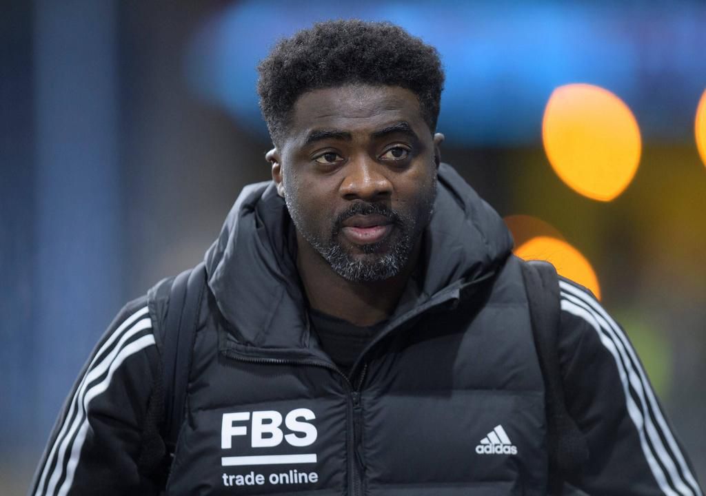 Leicester City First Team Coach Kolo Toure arrives at the stadium before the Premier League match at Turf Moor on March 1, 2022.