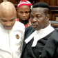 Proscribed leader of IPOV, Nnamdi Kanu flanked by his lawyers Mike Ozekhome and Ifeanyi Ejiofor. (Channels TV)