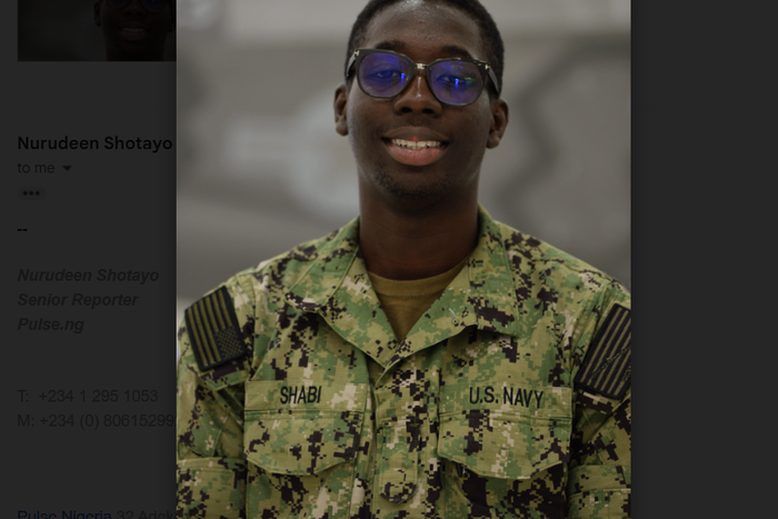 Nigerian sailor, Seaman Rafiu Shabi. [Navy Office of Community Outreach]