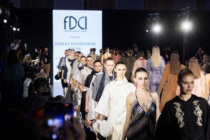 Models strutting at the Indian Fashion Show in Moscow