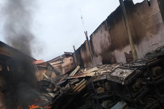 INEC Anambra State Headquarters office was burnt by arsonists [INEC]