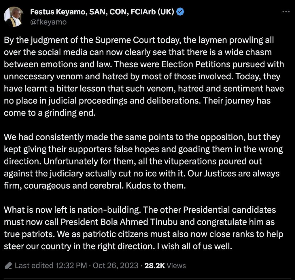 Keyamo's tweet