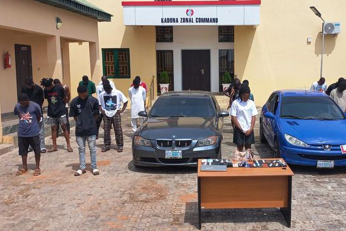 The EFCC paraded the suspects in Kaduna [EFCC]