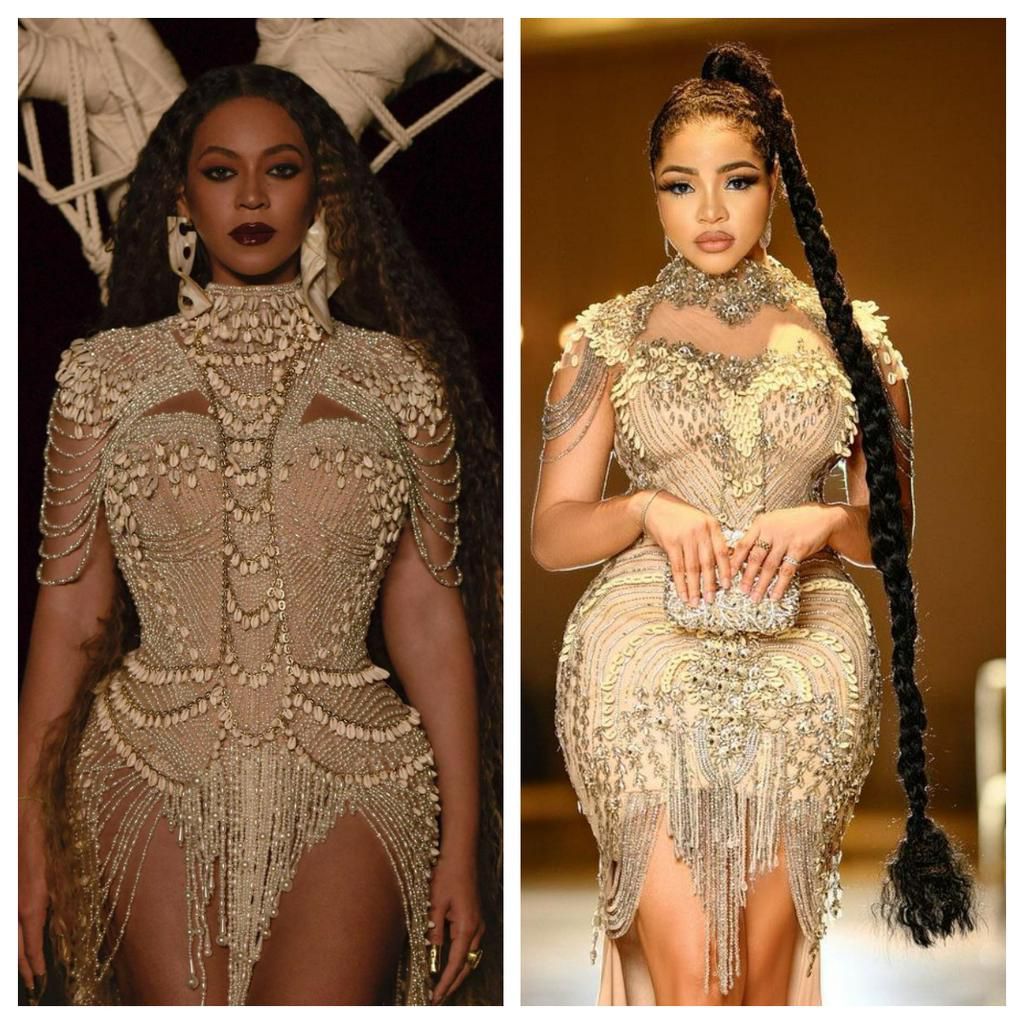 Nengi and Beyonce in similar outfits [instagram]
