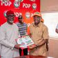 Edo Deputy Governor, Philip Shaibu, returns his Peoples Democratic Party (PDP) nomination form for the governorship election, at the party national secretariat in Abuja on Thursday [Twitter:@OfficialPDPNig]
