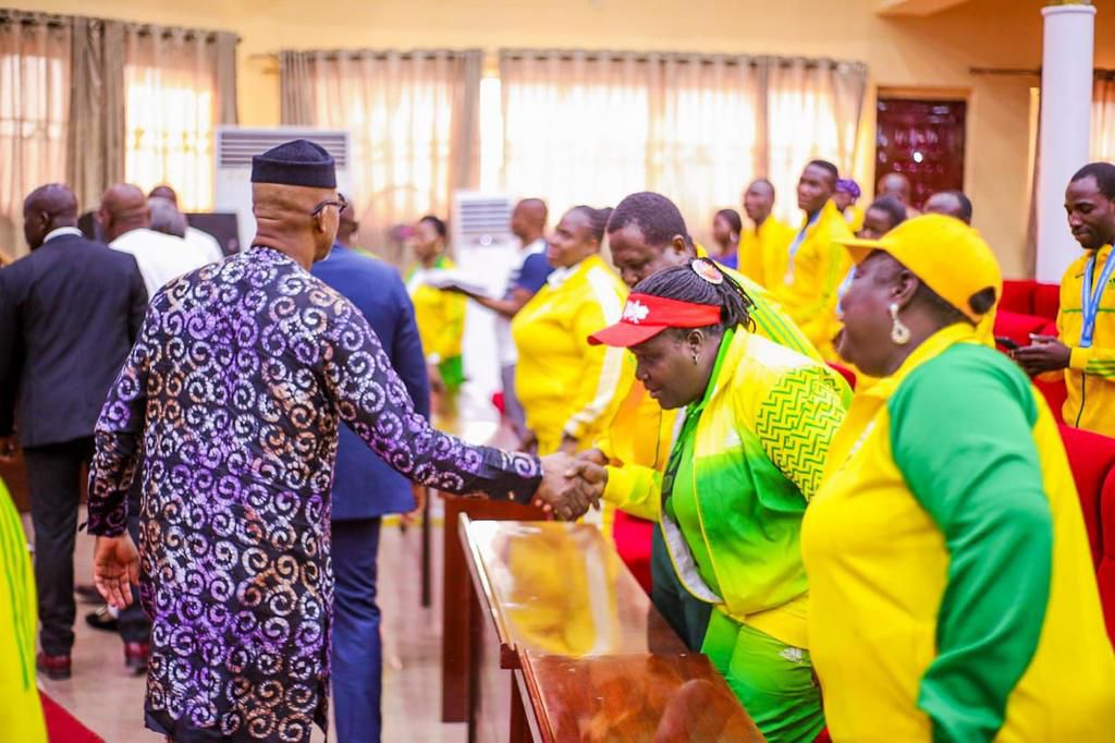 Ogun Governor, Dapo Abiodun with some of the Atheletes