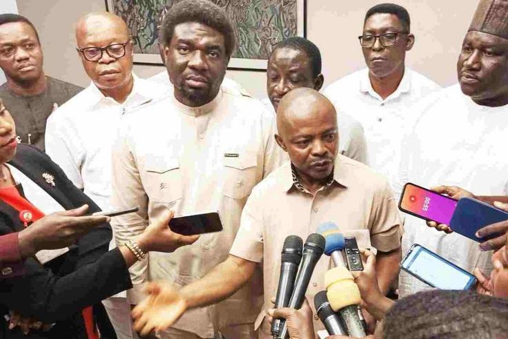 Joe Ajaero, the President of the Nigeria Labour Congress (NLC), and the union's delegation. [Daily Trust]
