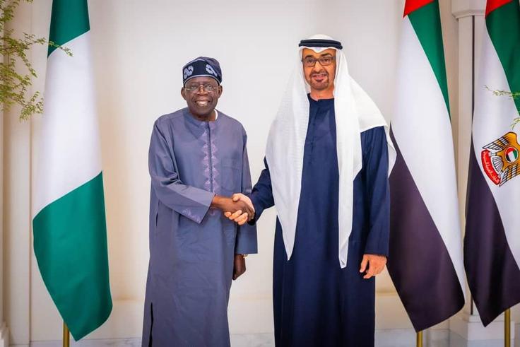 President Bola Tinubu of Nigeria and President Mohamed Bin Zayed Al Nahyan of UAE [Presidency]
