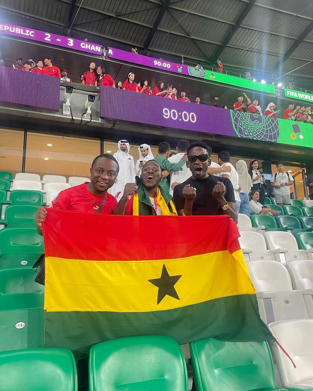 Mr Eazi went crazy as Kudus put Ghana back in front late in the game.