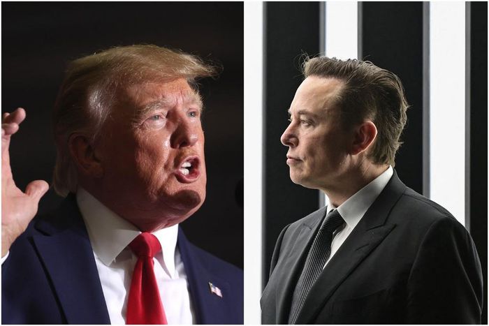 Former President Donald Trump, left, and Tesla CEO Elon Musk, right.