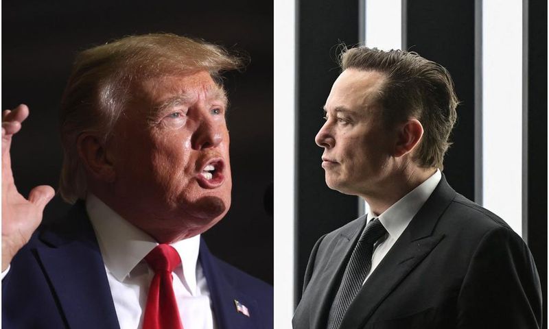 Former President Donald Trump, left, and Tesla CEO Elon Musk, right.