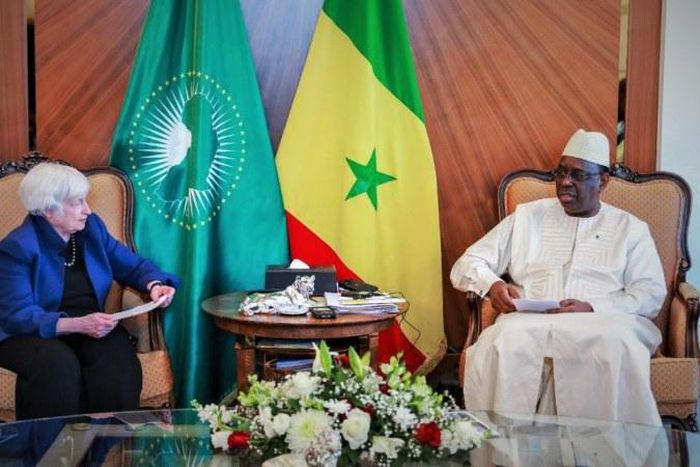 Senegal's President Macky Sall and US Treasury Secretary Janet Yellen