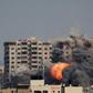 An Israeli strike on a residential tower in Gaza City on October 12.Ahmad Hasaballah/Getty Images