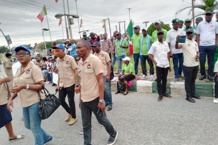 NLC members, others join the nationwide protests in Bayelsa. [Punch]