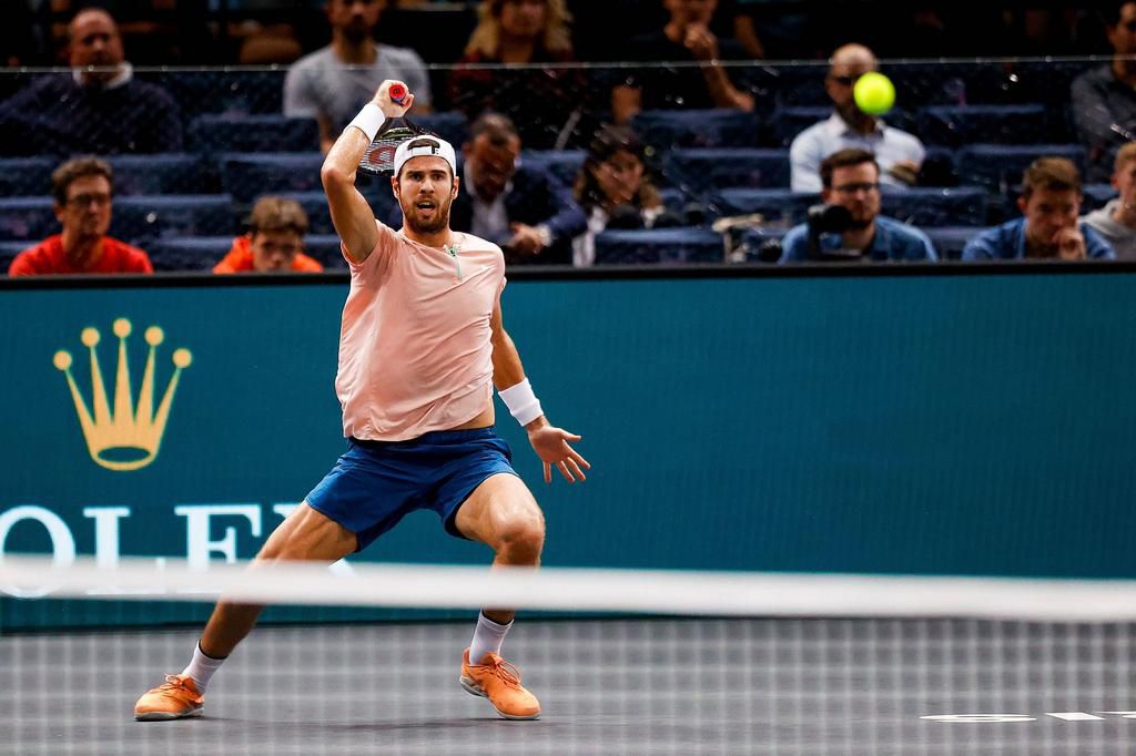 Karen Khachanov in action