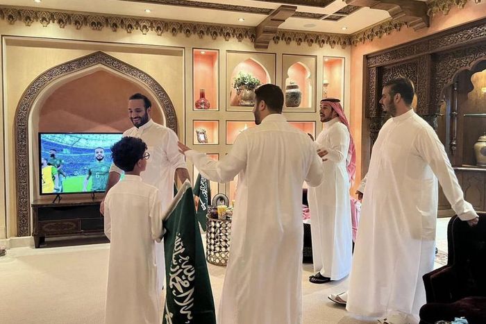 The Crown Prince celebrating the win.