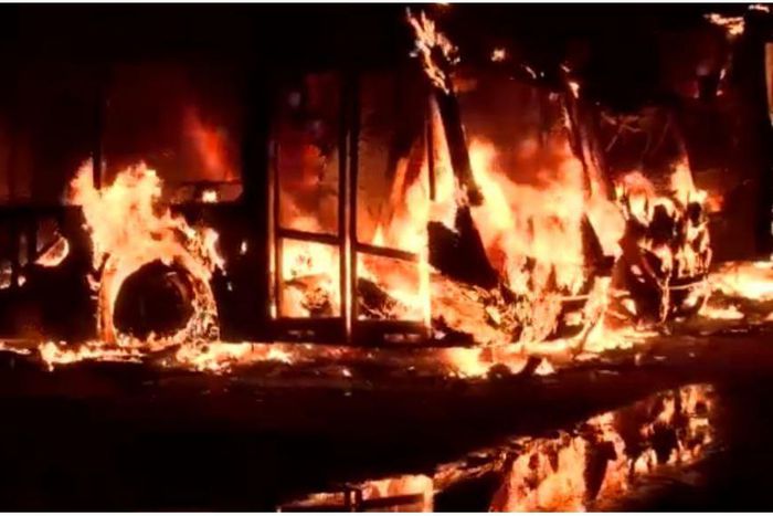 Four Ayalolo buses burnt completely after fire gutted STC’s Ashanti regional workshop