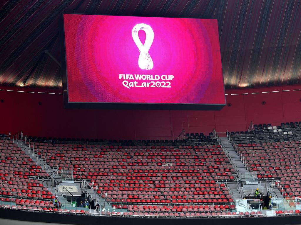 The scoreboard of Qatar's new al-Bayt Stadium in the capital Doha, which will host FIFA football World Cup 2022 matches.GIUSEPPE CACACE/AFP via Getty Images