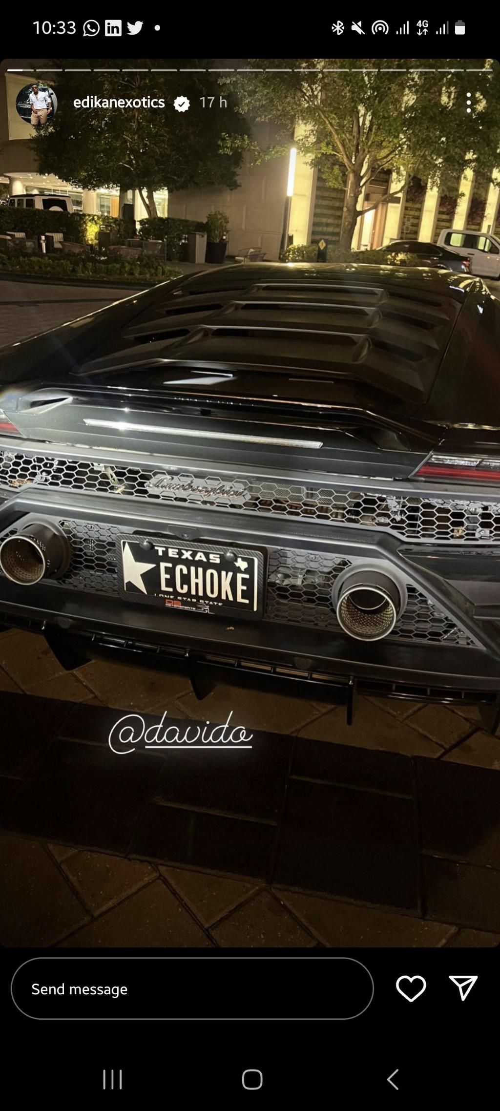 Davido has reportedly splashed millions of naira on a brand-new Lamborghini. [Instagam/Edikanexoctic]