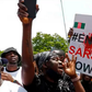 Nigerians living in South Africa protest in solidarity with youths back home protesting misgovernance and police brutality on Wednesday, Oct. 21, 2020 in Praetoria.  [Pulse]