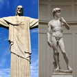 A collage of Christ the Redeemer Statue, The Statue of David and The Statue of Unity