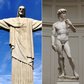 A collage of Christ the Redeemer Statue, The Statue of David and The Statue of Unity
