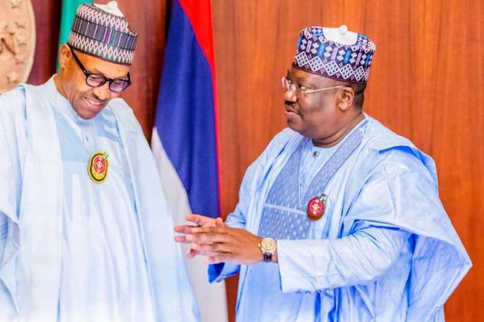 President Muhammadu Buhari and President of the Senate, Dr. Ahmad Lawan. [Twitter/@SPNigeria]