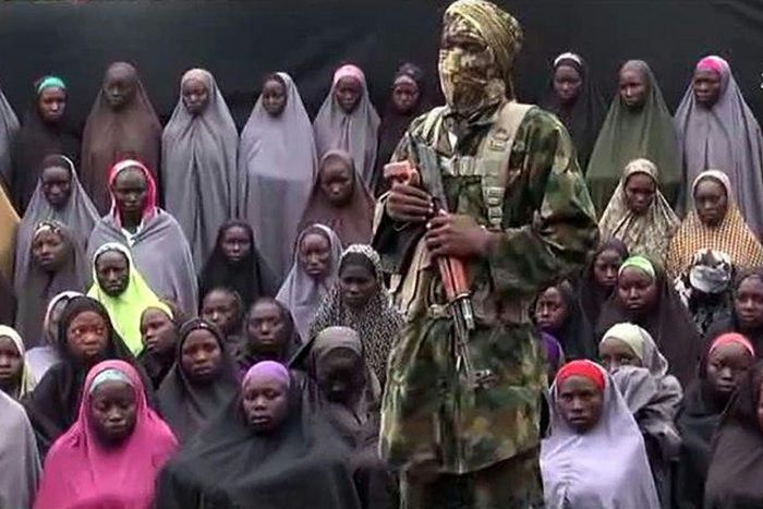 Suspected Chibok girls in a Boko Haram video released on August 14, 2016.