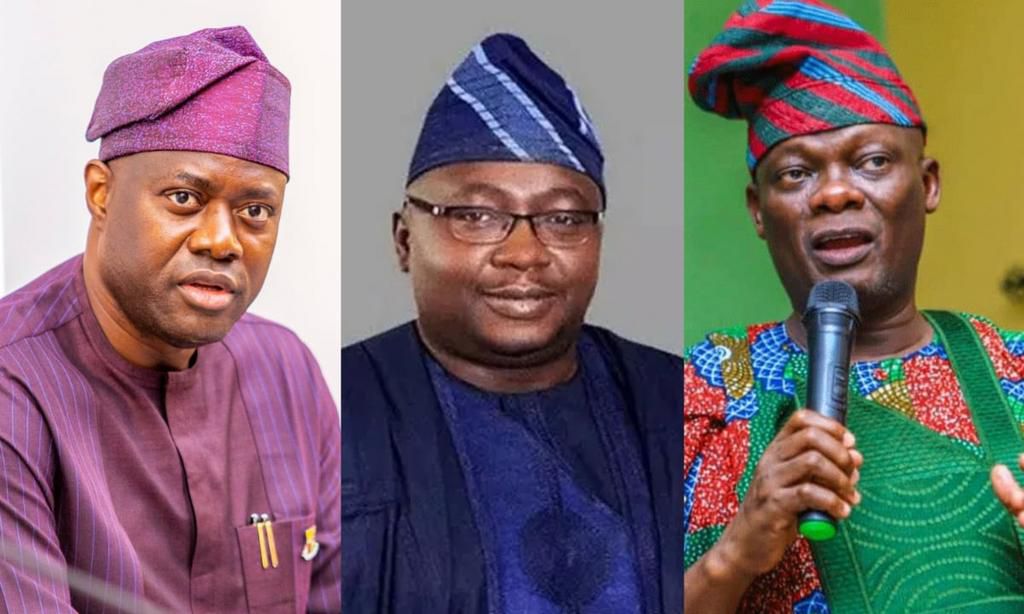 In Oyo state, it's a three horse race between Seyi Makinde, Adebayo Adelabu and Teslim Folarin (Daily Post)