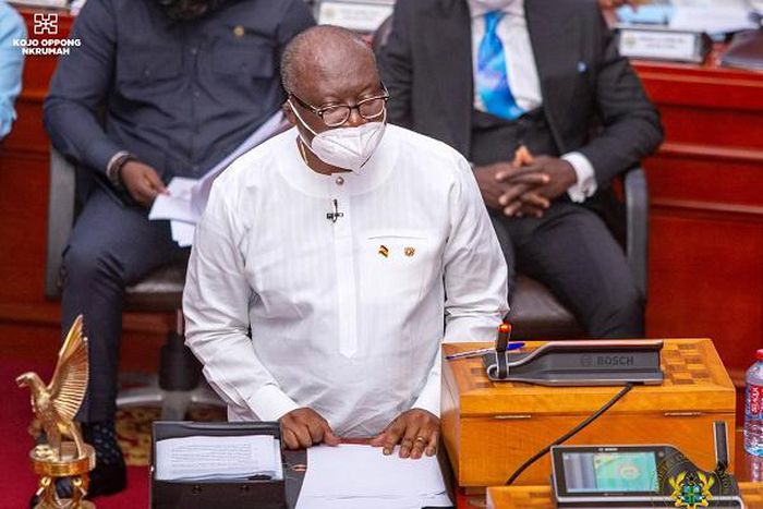 Ken Ofori at the presentation of Ghana's 2023 national budget