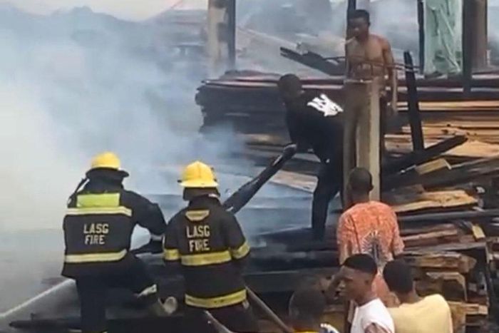 Sunday fire destroys planks worth millions of naira in Lagos market
