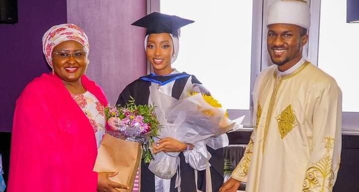 Aisha Buhari, her daughter-in-law, Zahra Buhari and her son, Yusuf Buhari (Punch)