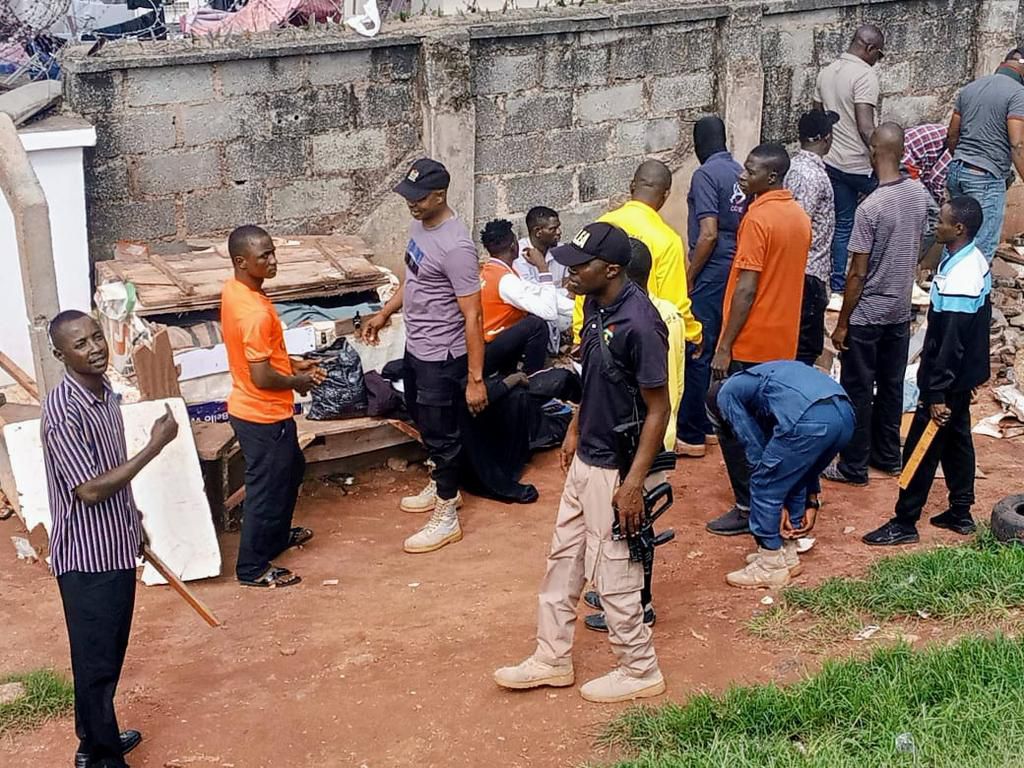 Some suspected miscreants being dislodged in parts of Abuja on Wednesday. [NAN]