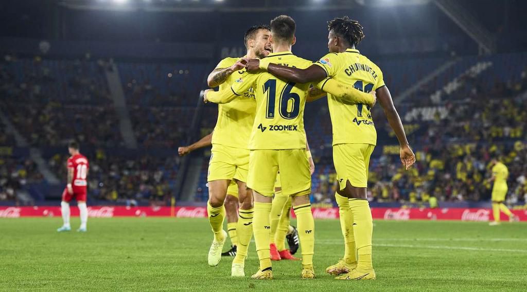 Nigeria's Samuel Chukwueze joins Alex Baena in celebrations after Villarreal's equalizer