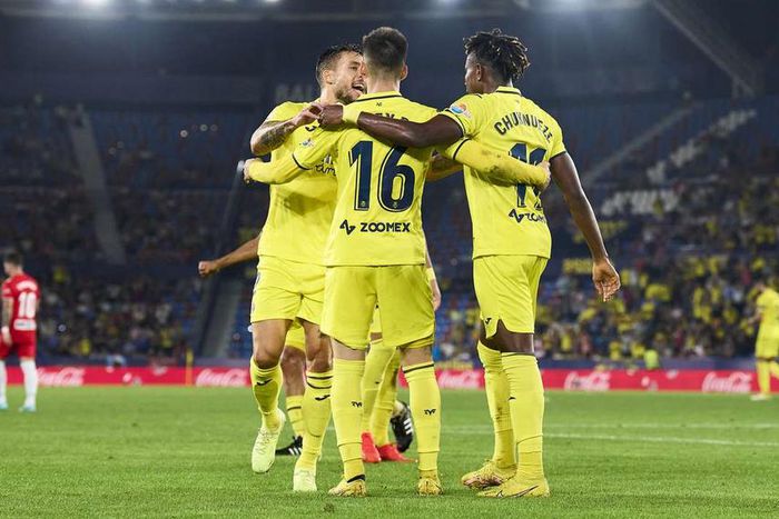 Nigeria's Samuel Chukwueze joins Alex Baena in celebrations after Villarreal's equalizer