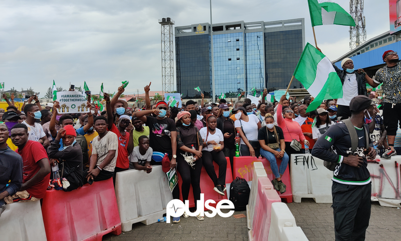 #EndSARS protesters at the Lekki Toll Gate, Lagos