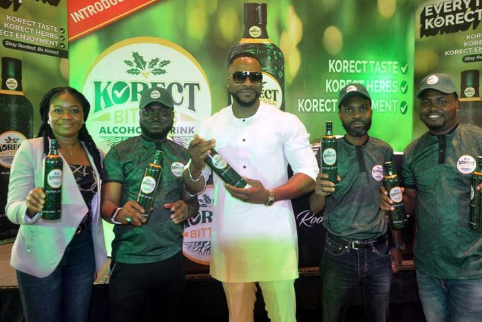 From left; Gbemileke Lawal, Marketing Manager Fountain Head, SBU Grand Oak Limited; Bolanle Ninalowo, Brand Ambassador, Korect Bitters; Olubusuyi Olofin, Director, Fountain head SBU, Grand Oak Limited and Sinmidele John Ogunwale, Brand Manager, Korect ...