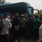 Nigerians queuing for buses to leave Sudan [Twitter/@abikedabiri]