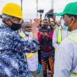 Minister of Works and Housing, Mr Babatunde Fashola inspects the maintenance work ongoing on the Third Mainland Bridge in Lagos. [Twitter/@BoluAdeosun
