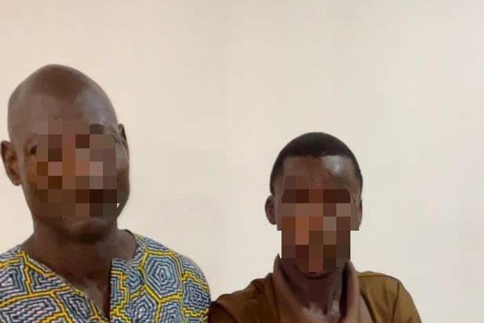 The two suspects, Aliu Tijani and Wasiu Opeyemi. [Twitter:BenHundeyin]