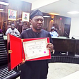 Fintiri receives Certificate of Return from INEC after month-long election. [Twitter:INEC]