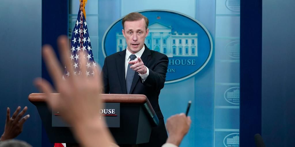 White House national security adviser Jake Sullivan speaks during the daily briefing at the White House in Washington, Wednesday, May 18, 2022.