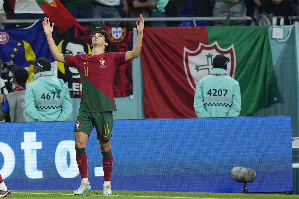 Joao Felix celebrating his goal for Portugal at the World Cup