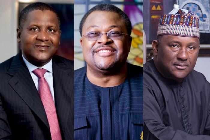 The top three Nigerian billionaires: Aliko Dangote, Mike Adenuga and Abdulsamad Rabiu