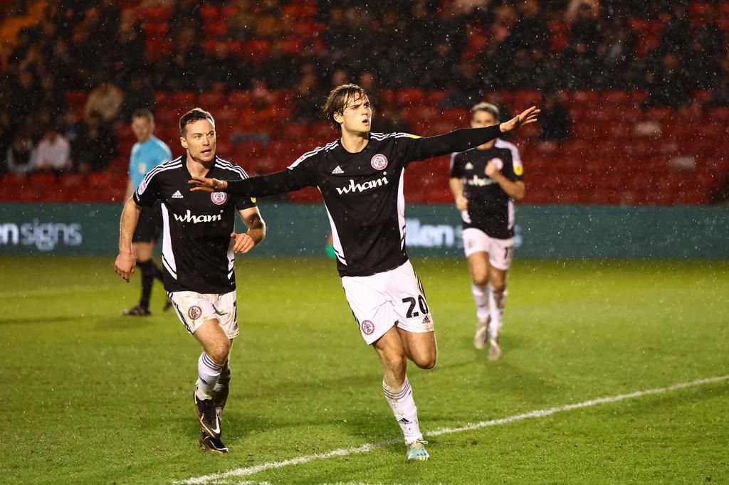 Accrington Stanley player celebrating a goal