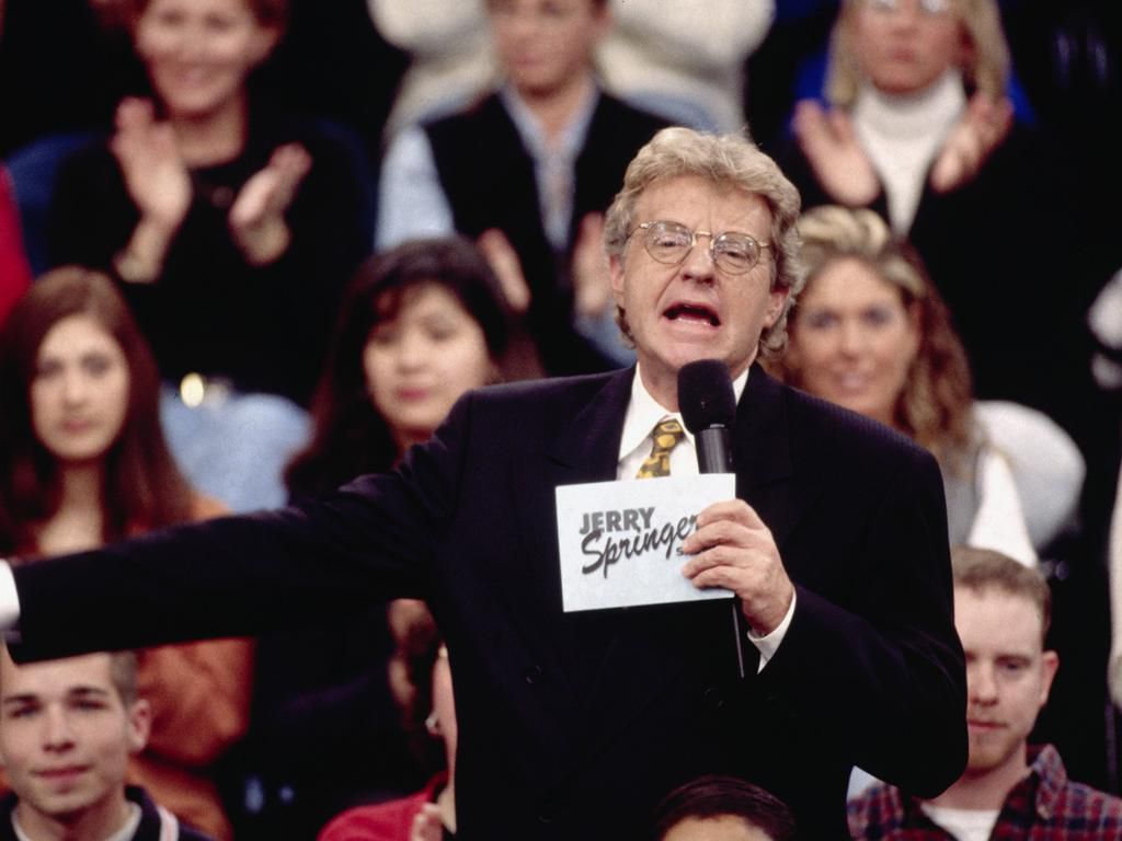 Jerry Springer talks to his guests and audience on the set of "The Jerry Springer Show."Ralf-Finn Hestoft/Getty Images