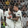 England players console Bukayo Saka after his penalty miss in Euro 2020
