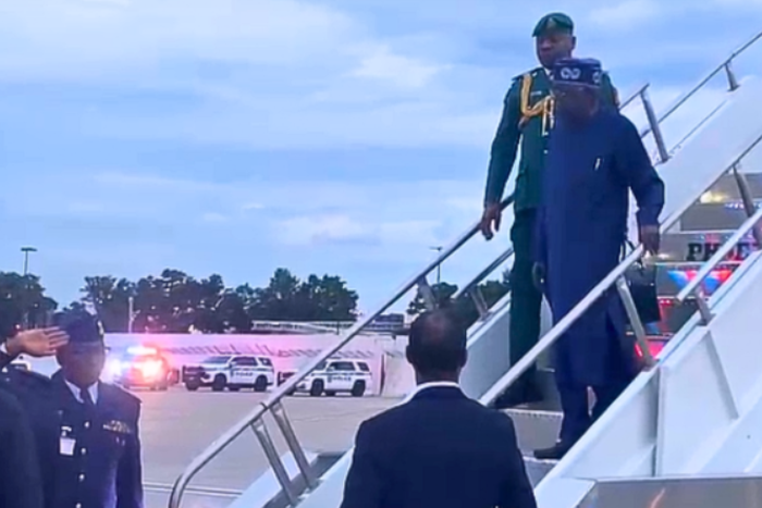President Bola Tinubu arriving at the John F. Kennedy Airport in New York to attend the 78th United Nations General Assembly, on Monday, September 18, 2023 [Channels TV]