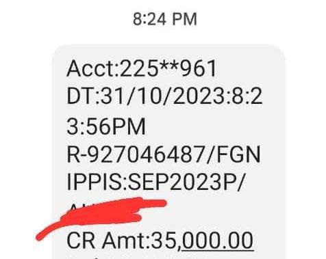 Here are screenshots of bank alerts received by two of the civil servants [PN]