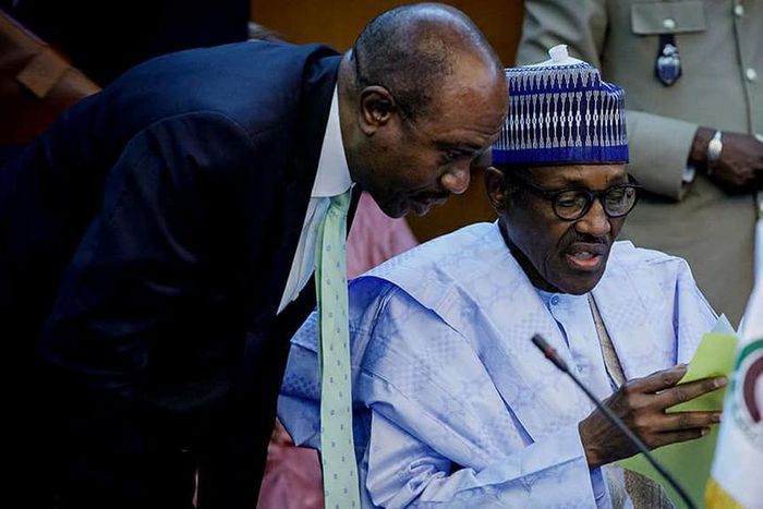 President Muhammadu Buhari and Godwin Emefiele at the 4th Meeting of the Presidential Task Force on ECOWAS single currency in Niamey Niger Republic